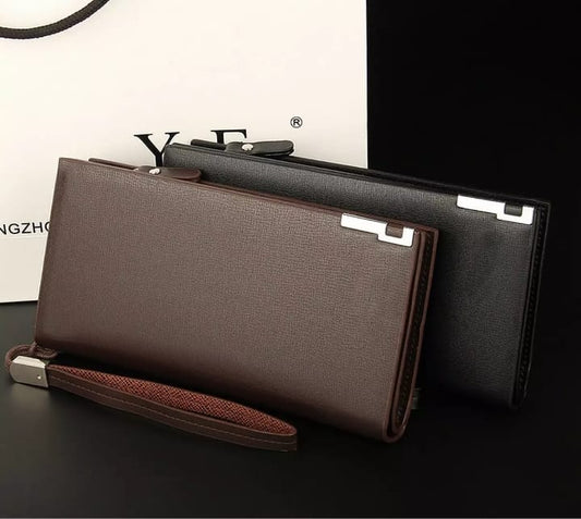 Stylish long PU leather mobile wallet with zip